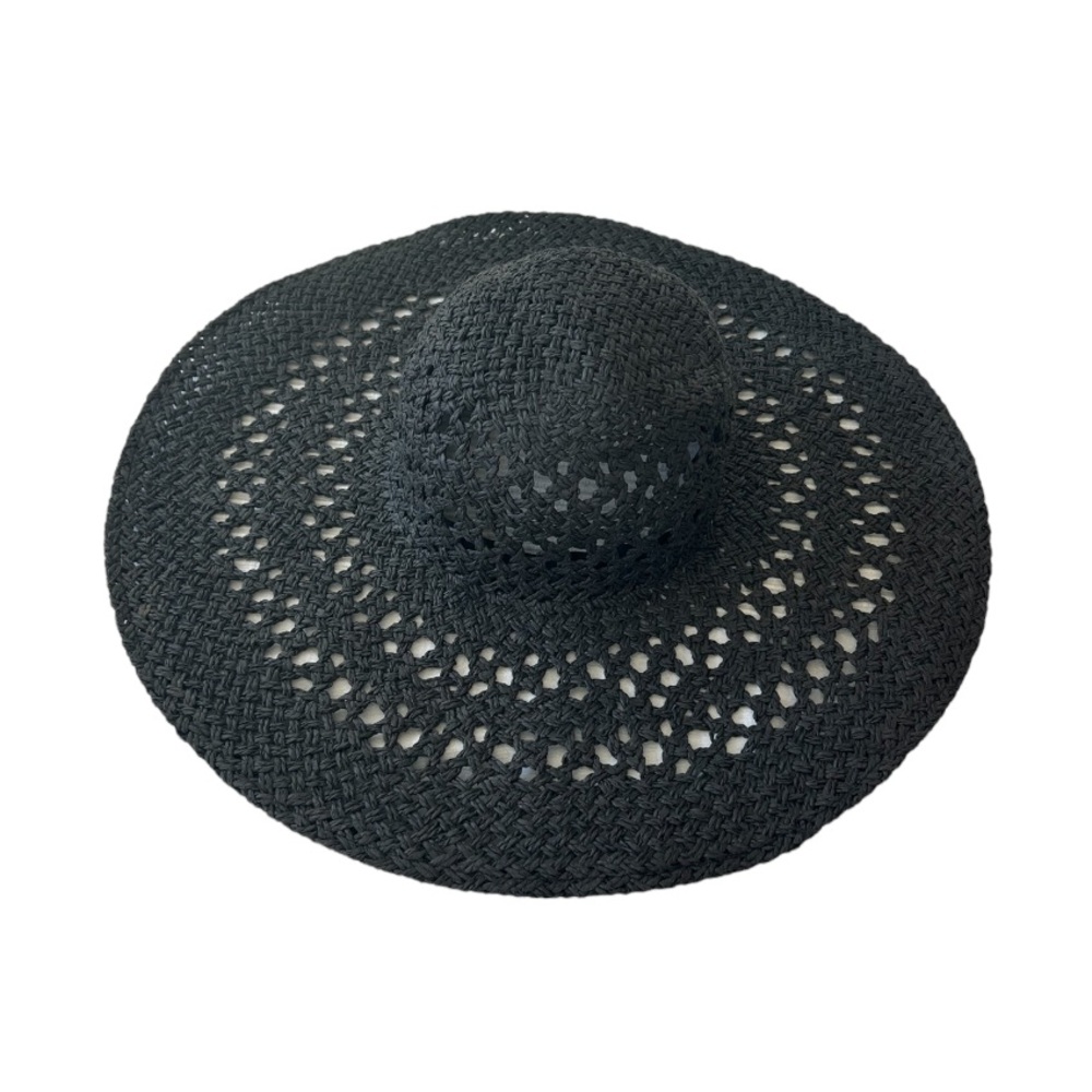 American Eagle Black Woven Floppy Beach Sun Hat